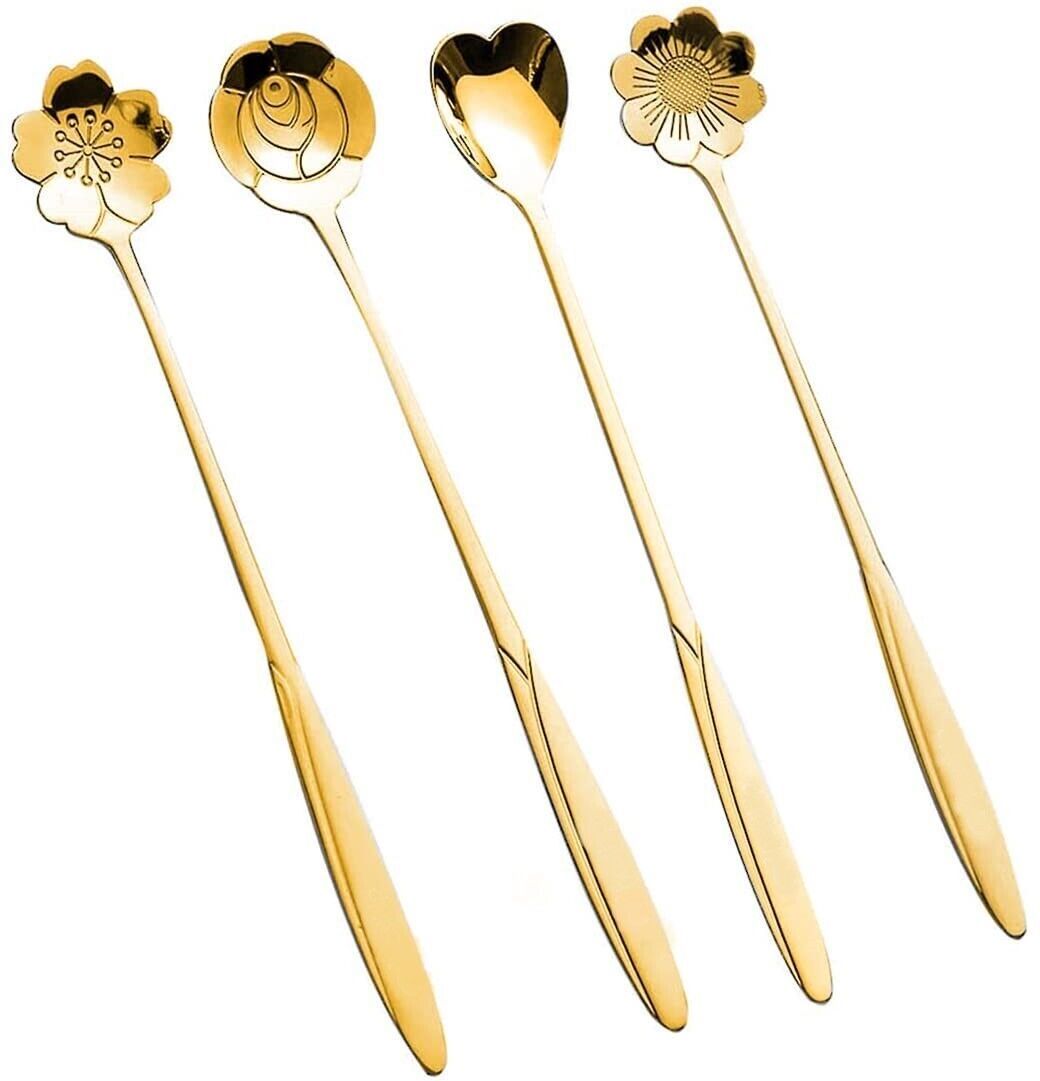 ablue clipper Desert Spoon Golden Spoons Spoon Set for Kitchen Different Shape Steel Dessert Spoon Set-picture-17