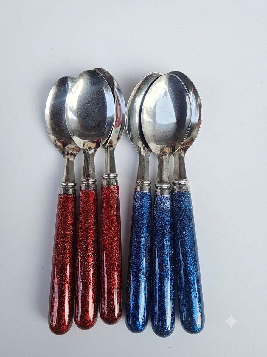 mandal enterprises official Sparkling stainless still spoon 12pcds multicolor Stainless Steel Dessert Spoon Set-picture-12