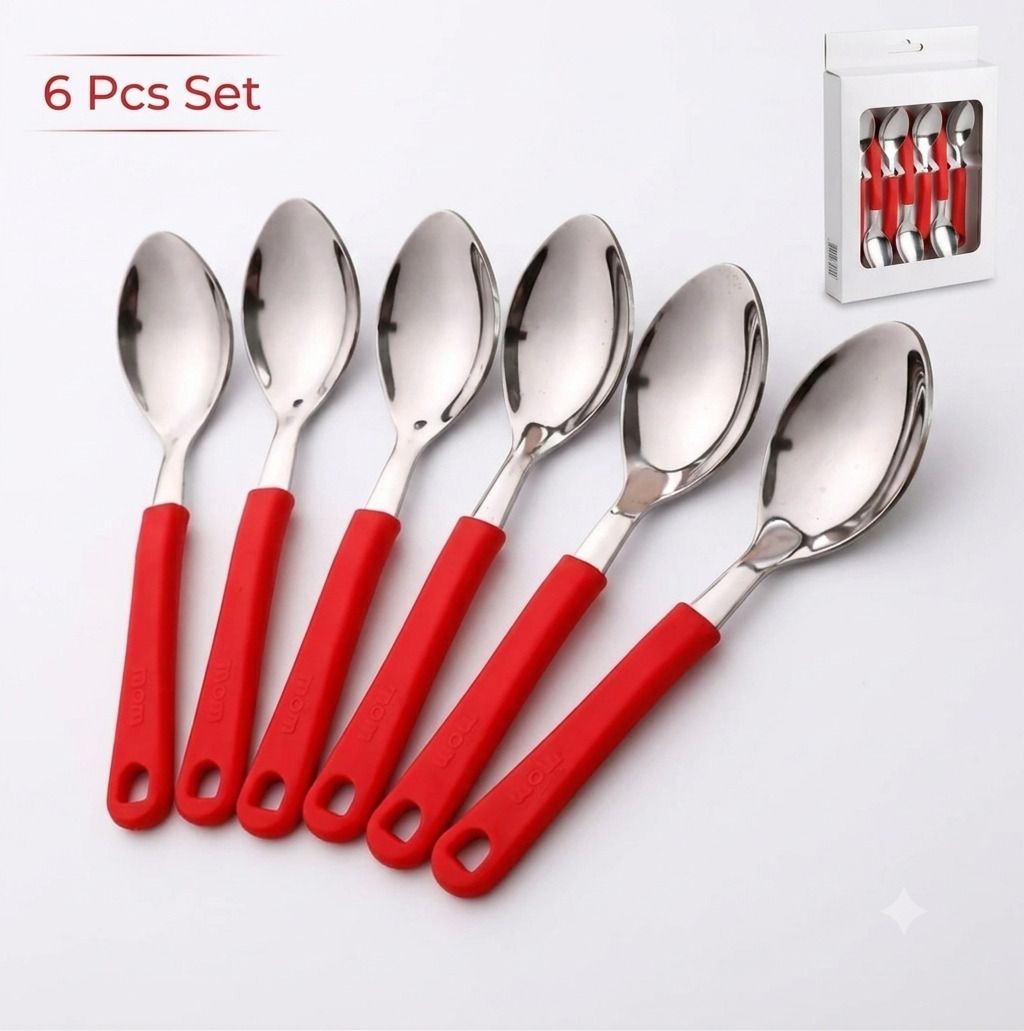 Spoon Set 6 pcs Stainless Steel Tea Spoon, Table Spoon, Serving Spoon Set-image-43