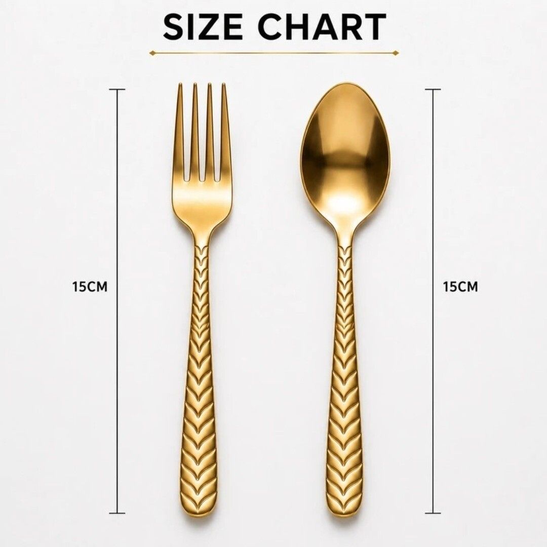 Royal Gold Spoon & Fork Set Stainless Steel Table Spoon Set-image-22