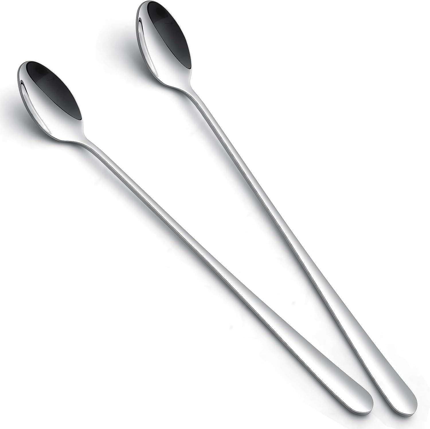 2 PCS LONG HANDLE Silver Coffee Spoon Set