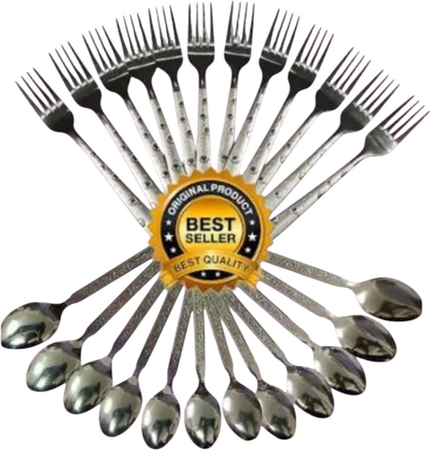 Your Choice 12 Fork 12 Spoon Combo Set Stainless Steel Table Spoon Set-image-23