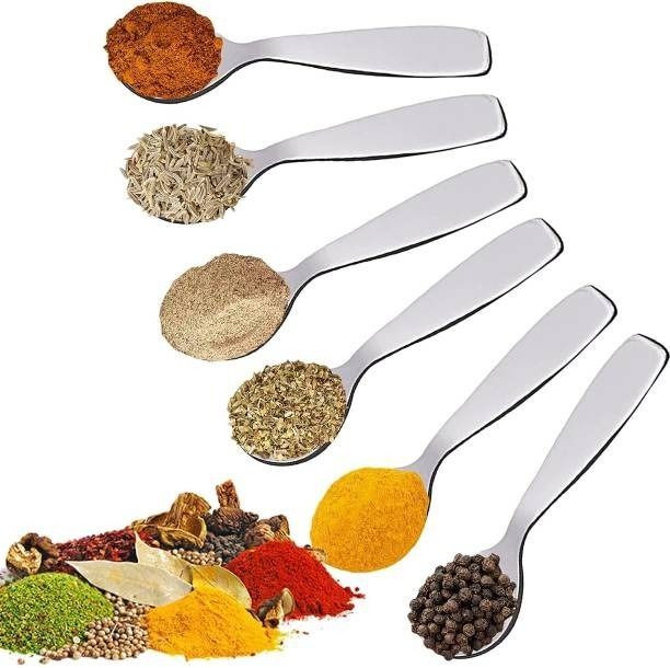 manorath Pack of 6 Premium Stainless Steel Masala Spoons Set Stainless Steel Table Spoon Set-picture-17