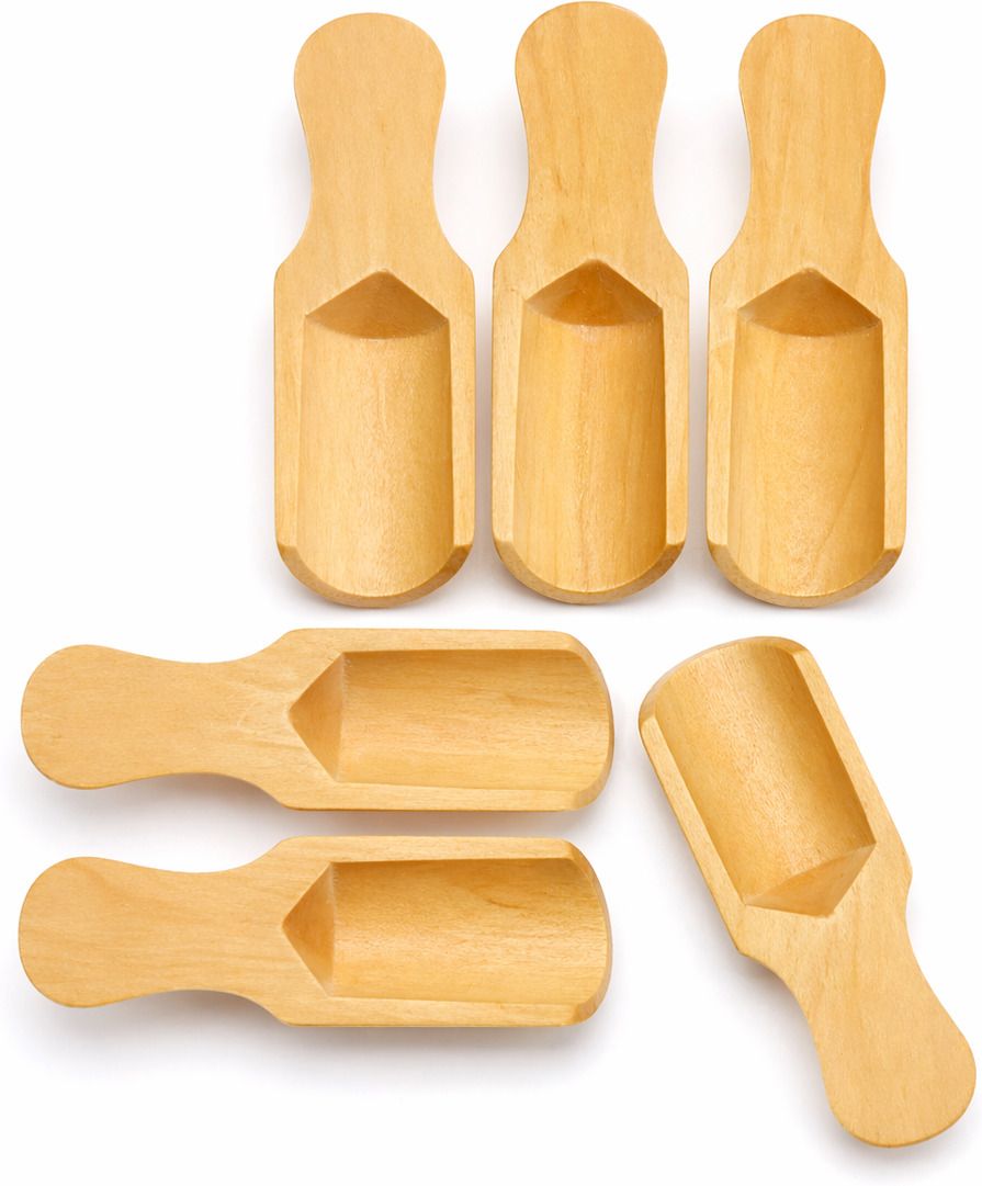 jiyanatex Premium Wooden Scoop Set of 6 for Kitchen & Grocery Use Bamboo, Wooden Table Spoon-picture-3