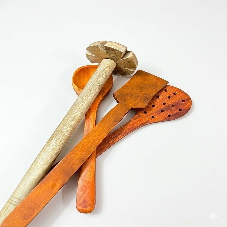 Wooden Kitchen Utensil Set of 4, Cooking Spoons and Spatulas for Serving Wooden Serving Spoon, Measuring Spoon Set-image-45