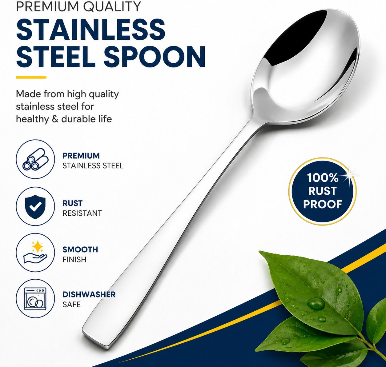 sunmax SSDS-001 (Stainless Steel Dinner Spoon) Stainless Steel Dessert Spoon, Table Spoon, Tea Spoon, Soup Spoon Set-picture-12