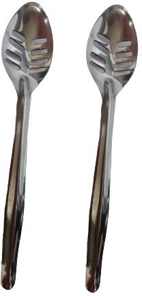 Stainless Steel 2 Pcs Small Slotted/Plating Pickle/Aachar Spoon Stainless Steel Salad Spoon Set-image-42
