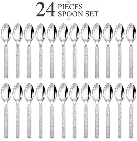 sartraders 24 Pcs Stainless Steel Spoon Set | Rust Resistant Silver Dinner Spoons | Stainless Steel Table Spoon Set-picture-2