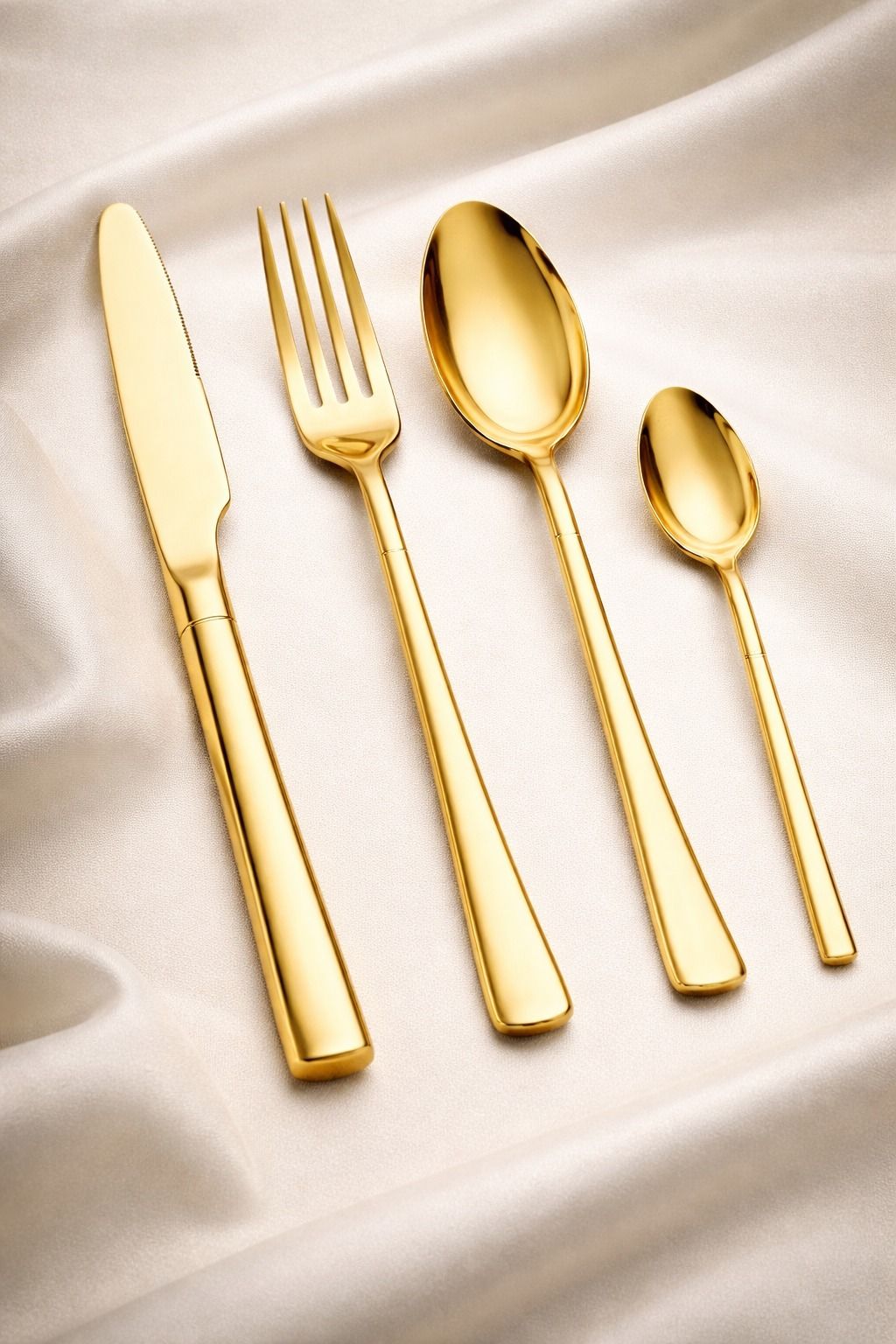 teraabliss GB Gold Cutlery Set 1 Dinner Spoon, 1 Fork, 1 Tea Spoon & 1 Butter Knife Stainless Steel Table Spoon, Tea Spoon-picture-8