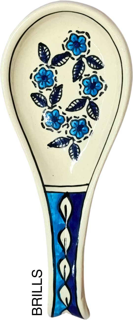 Spoon Rest Spatula Holder- for Kitchen Dining Table - Pack of 1 - 25cm Ceramic Serving Spoon-image-3