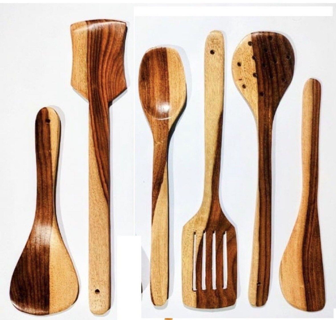 green wood Non Chemical lovers Brown yellowish Kitchen Tool set of 6 Wooden Olive Spoon, Serving Spoon, Table Spoon, Dessert Spoon, Cream Spoon, Soup Spoon Set-picture-14