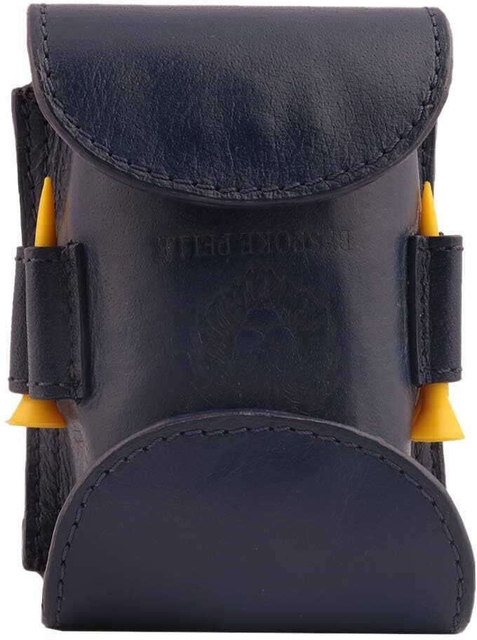 6 Golf Ball Case Holder with 4 Tees Genuine Leather Indigo Blue