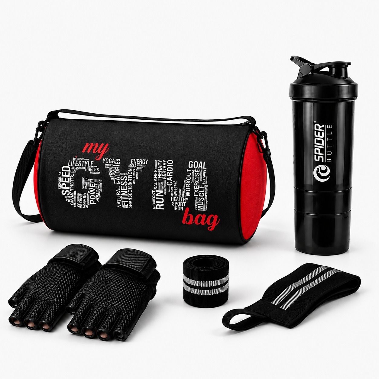 rscollection Travel Gym Bag Combo with Protein Shaker, Gym Gloves and Wrist Support Belt-picture-40