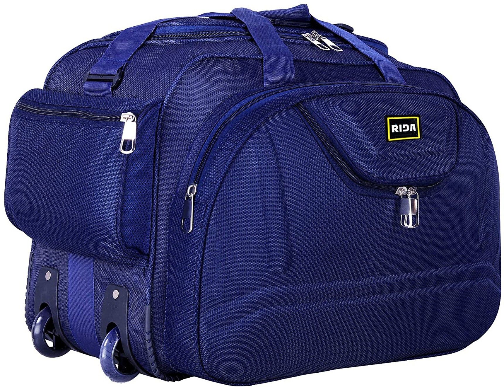 rida Polyester Lightweight 60 L Luggage Travel Folding Duffle Bag With 2 wheels Blue-picture-10