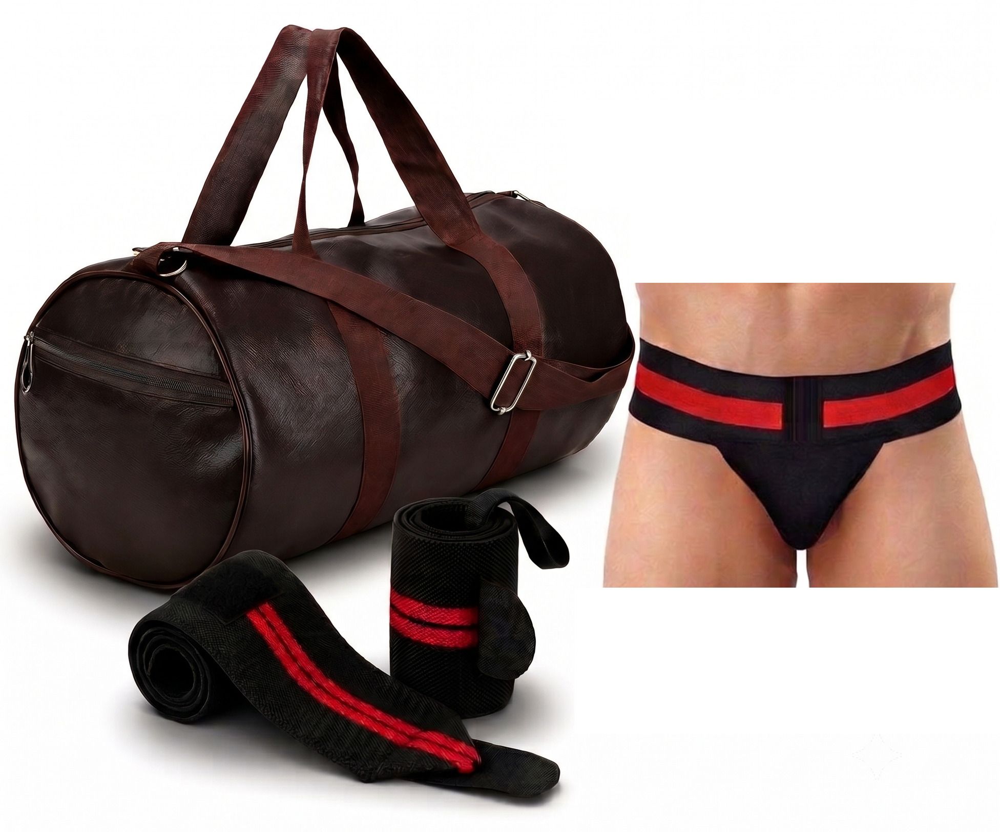 Combo Pack of Gym Duffel Bag, Grey Wrist Support Band (L Size) Gym Supporter Fitness Accessory Kit Kit-image-48