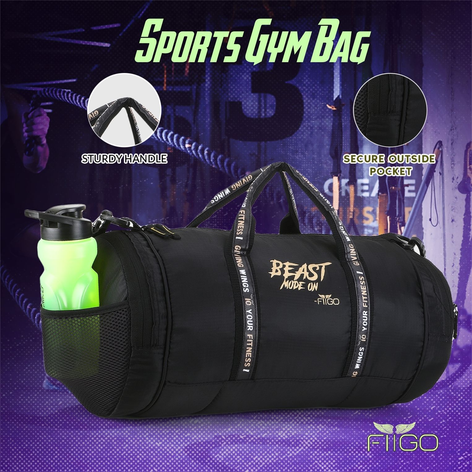 30 L GYM SHOULDER DUFFLE BAG FOR UNISEX WITH SEPARATE SHOE COMPARTMENT GYM BAG