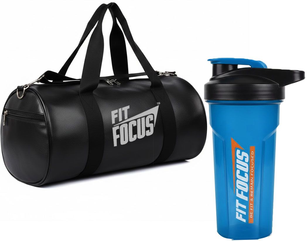 fit focus 20 L Gym Duffel Bag - Gym Bag and Shaker Combo|Adjustable Shoulder Strap|Protein Shaker Bottle (700ml) - Blue, Black-picture-36