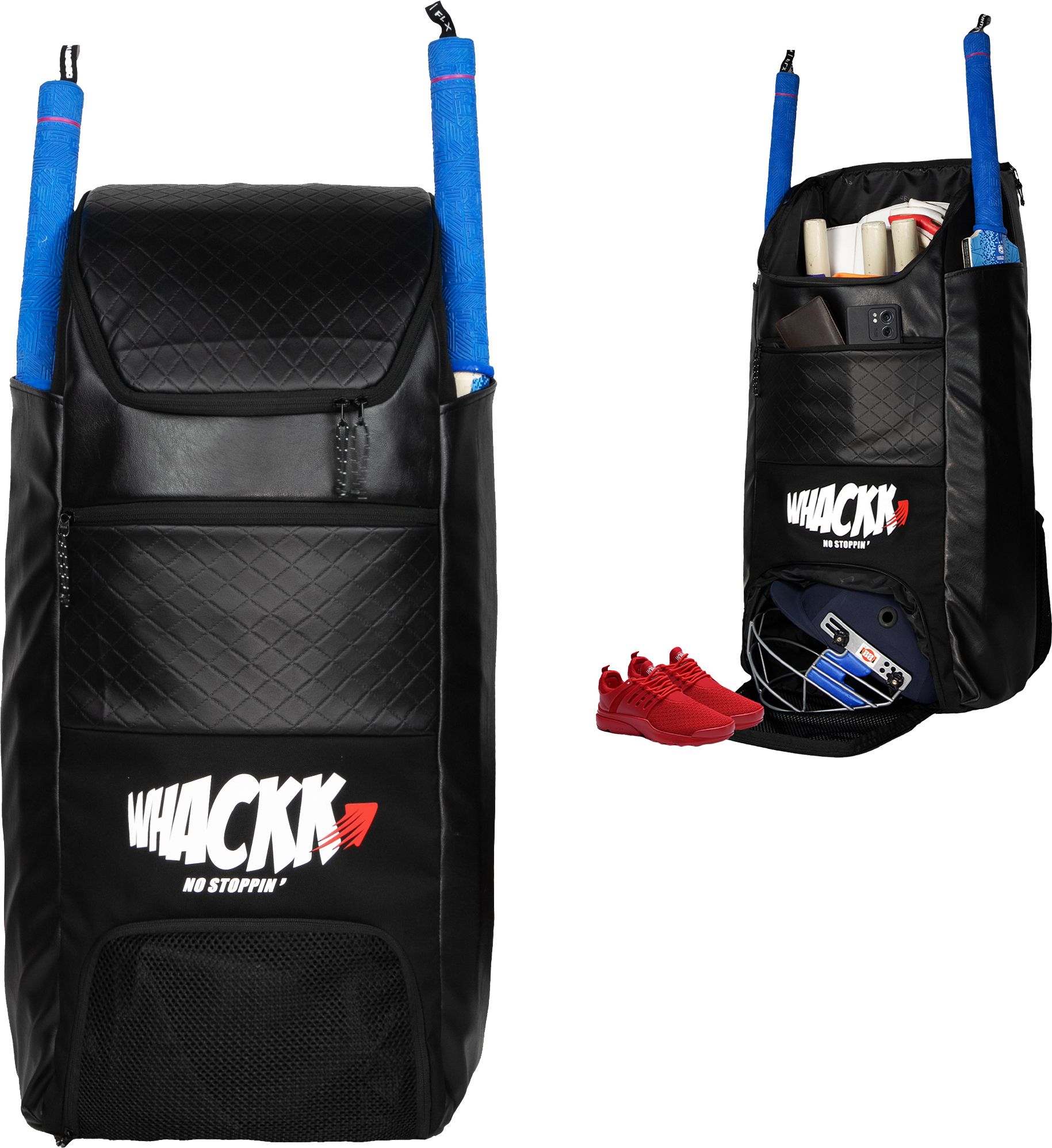 Lara Blk 72L Adult Art Faux leather Cricket Kit Backpack Fit 18" Leg Pad 2 bat-image-33