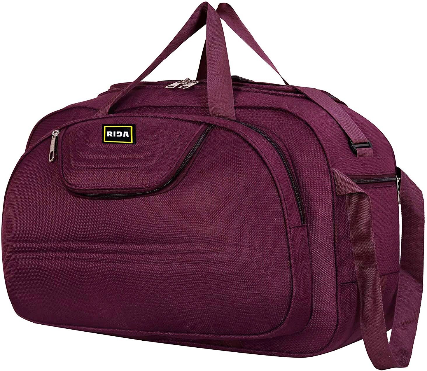 rida Polyester Lightweight 60 L Luggage Travel Folding Duffle Bag With 2 wheels Purple-picture-13
