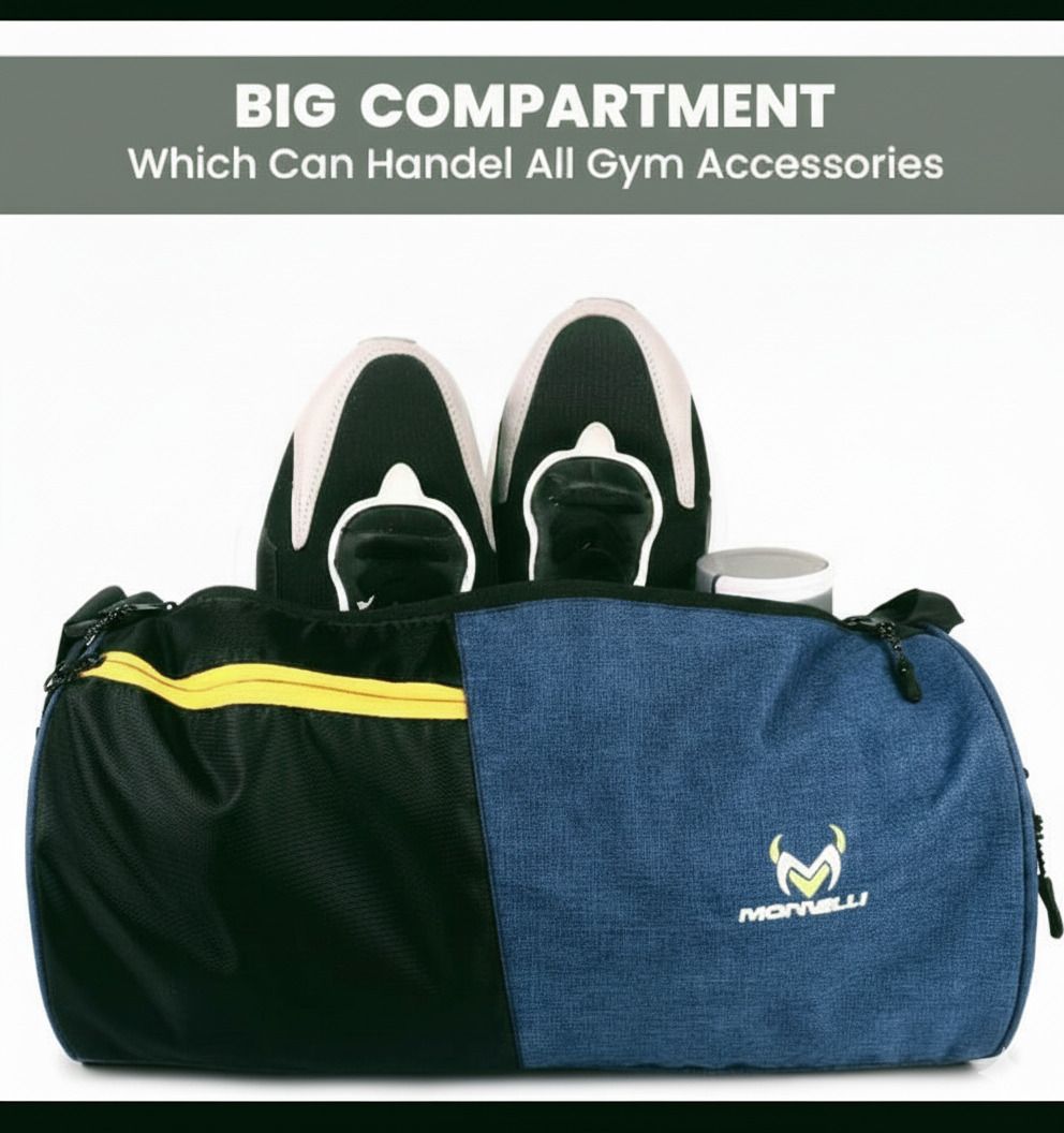 14 L Gym Duffel Bag - BLUE BLACK DUFFEL GYM BAG - Blue, Black-image-44
