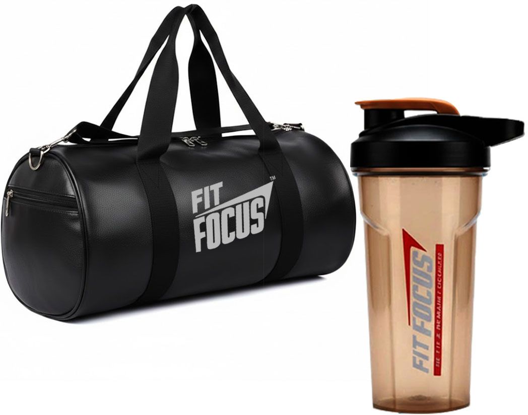 fit focus 20 L Gym Duffel Bag - Gym Bag and Shaker Combo|Adjustable Shoulder Strap|Protein Shaker Bottle (700ml) - Brown, Black-picture-48