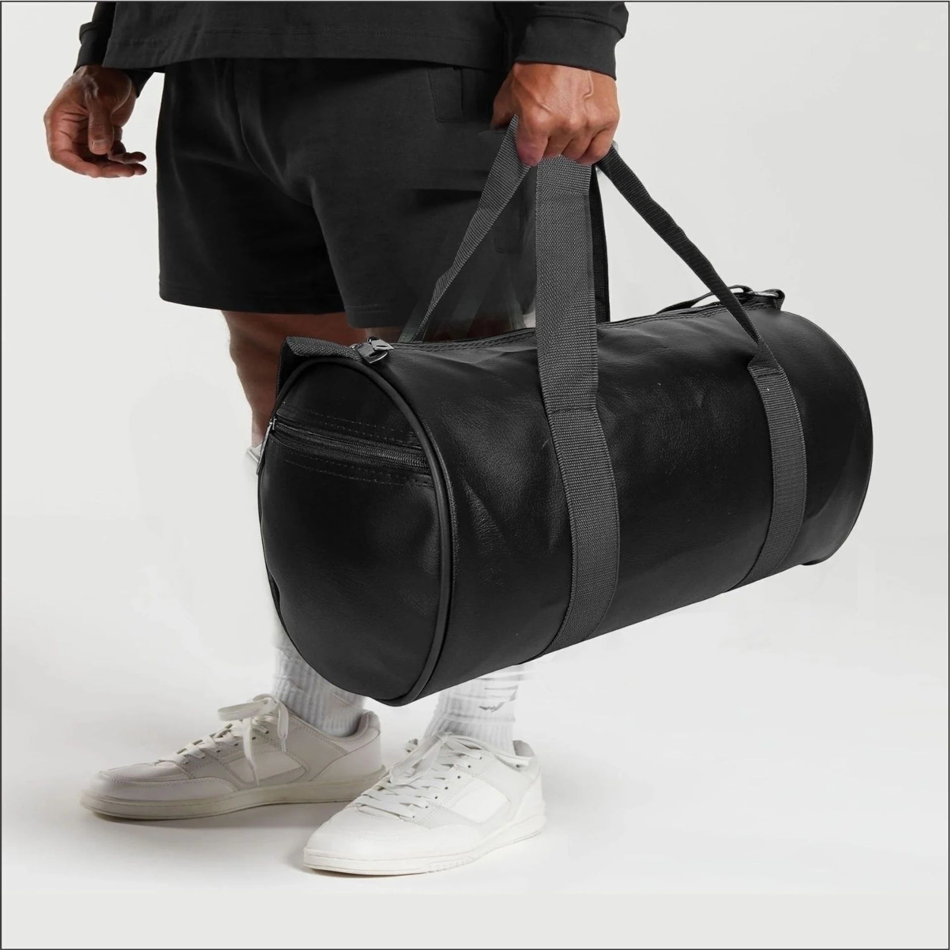 20 L Gym Duffel Bag - PU Leather GYM Bag For Boys & Girls - Black-image-46