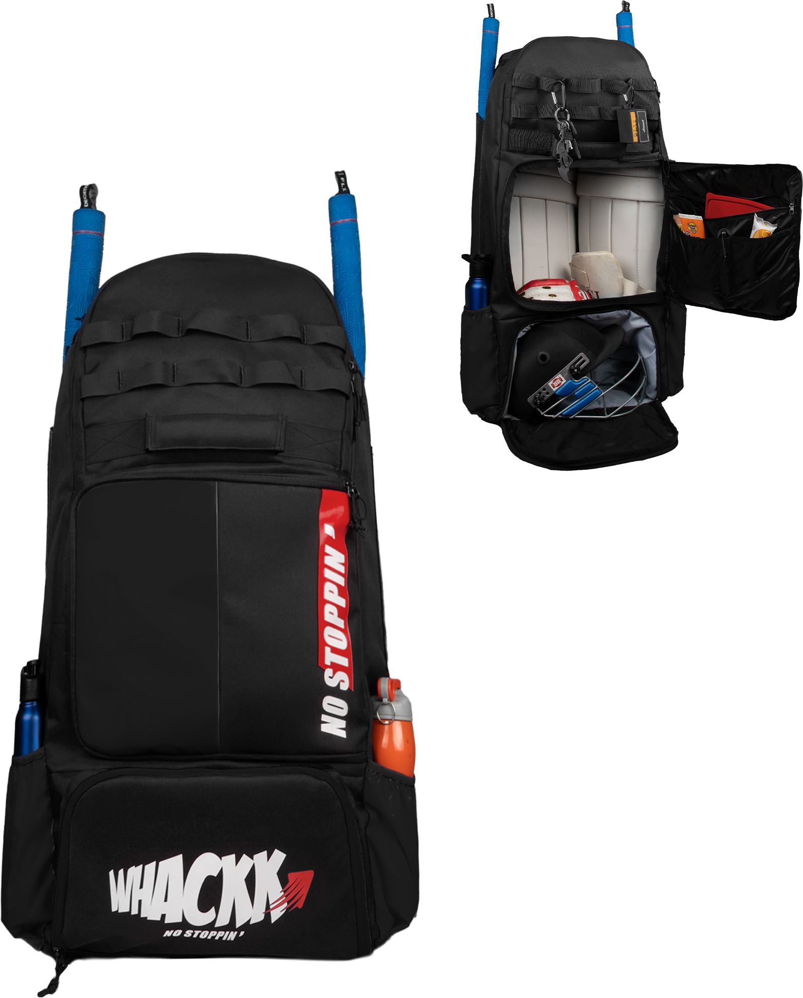 whackk Condor Black 89L Adult Cricket Kit Bag Backpack Fits 18" Leg Pad & 2 bats-picture-10