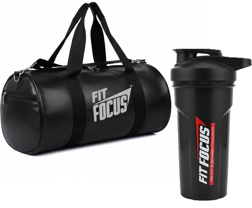 fit focus 20 L Gym Duffel Bag - Gym Bag and Shaker Combo|Adjustable Shoulder Strap|Protein Shaker Bottle (700ml) - Black, Black-picture-47