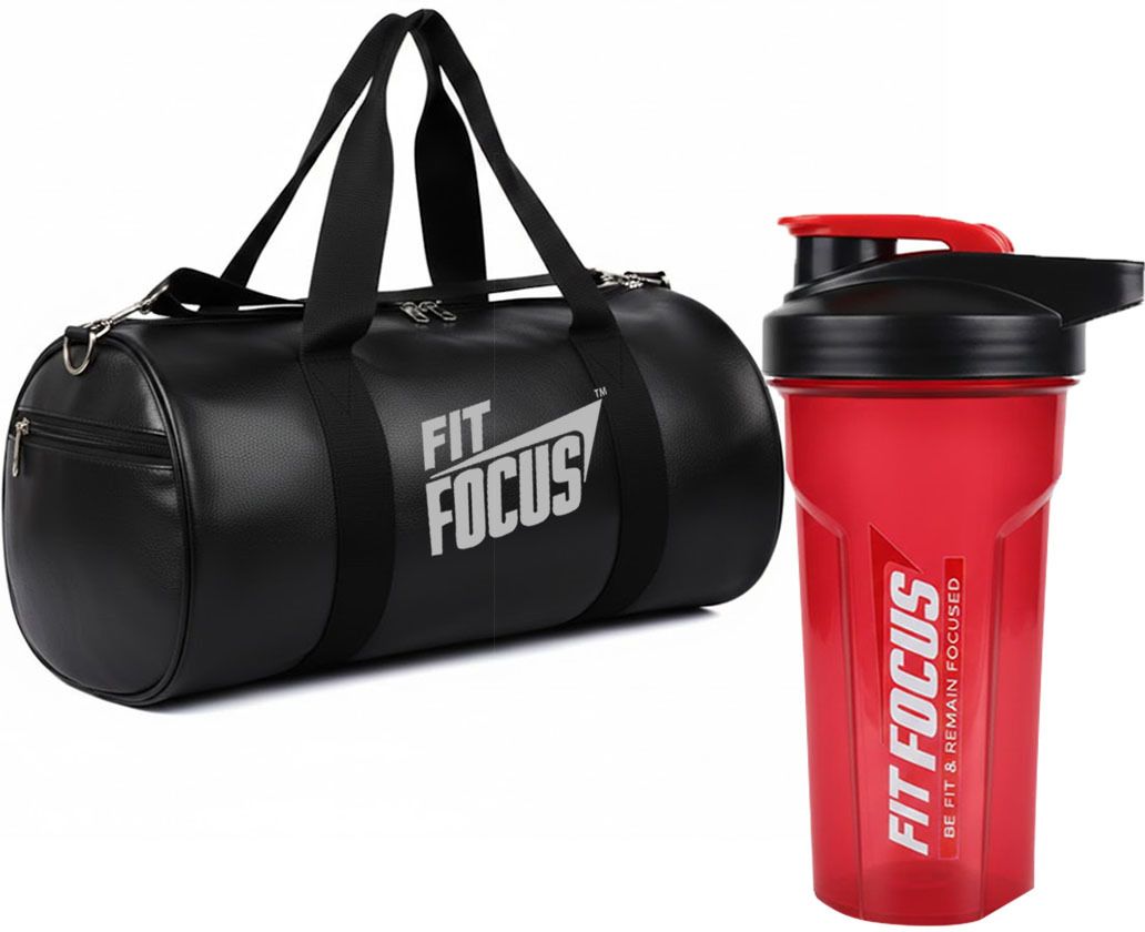 fit focus 20 L Gym Duffel Bag - Gym Bag and Shaker Combo|Adjustable Shoulder Strap|Protein Shaker Bottle (700ml) - Red, Black-picture-34
