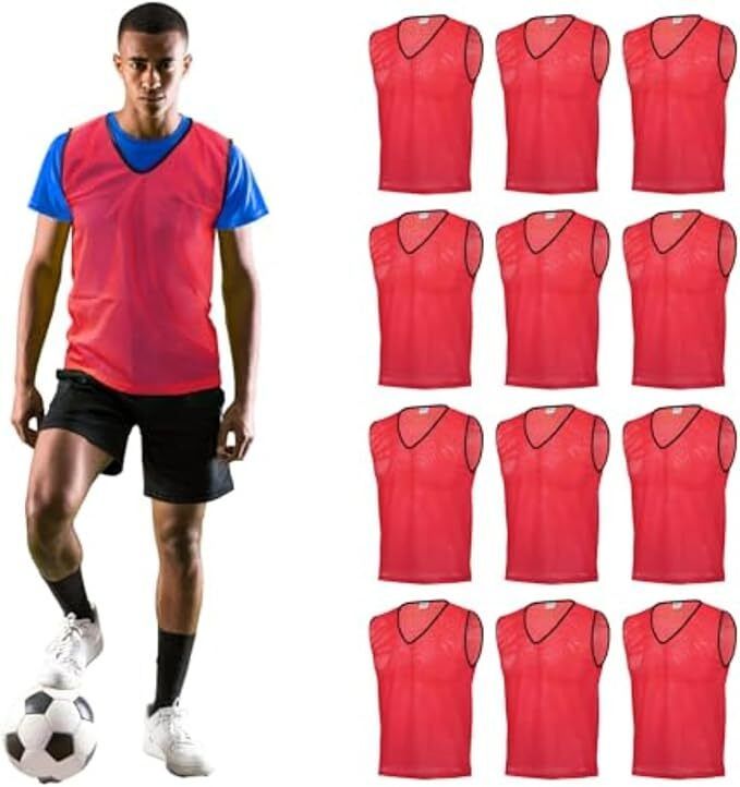 fitdex 100% Polyester Mesh High sweat absorbent Team Practice Vests Football Bib 12Pcs Large Football Bib-picture-10