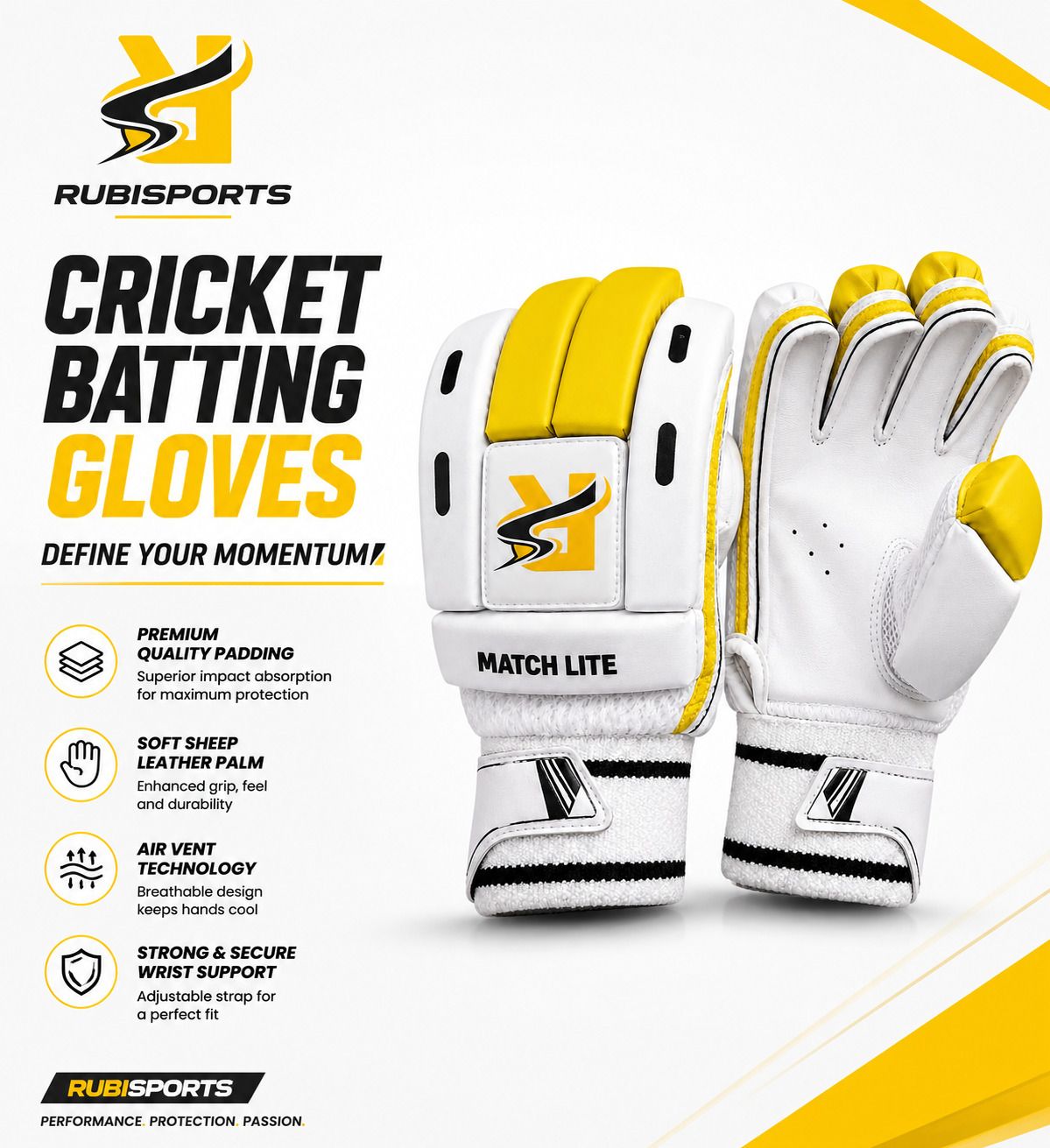 rubisports Rubi Sports Cricket Batting Gloves Match Lite Batting Gloves-picture-11