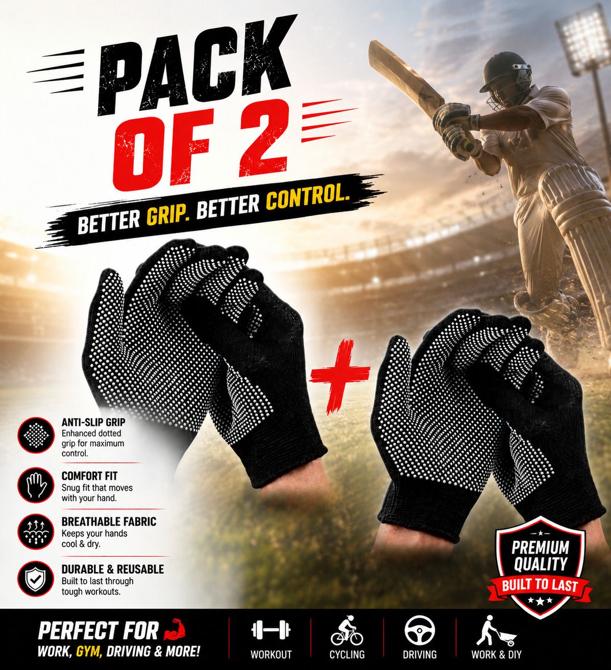 svs Tennis Ball Cricket Inner Dotted Batting Gloves | Anti-Slip Grip|Pack of 2| Batting Gloves-picture-40
