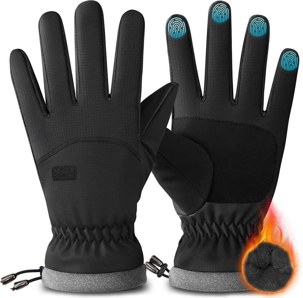 gustave Winter Windproof Thermal Gloves for Men with Plush Liner and Adjustable Wrist Riding Gloves-picture-2