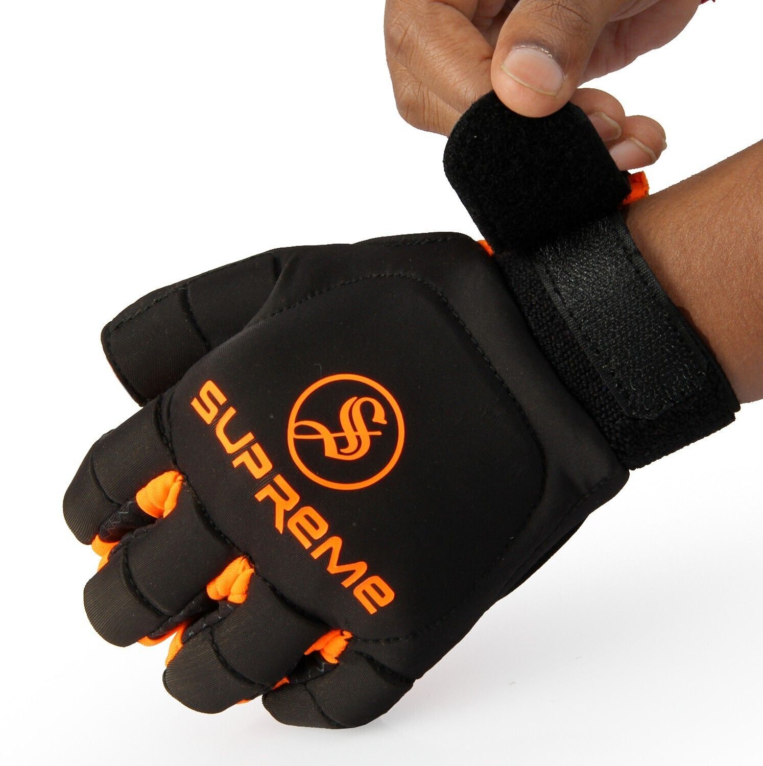 Hockey Player Gloves Black/Orange Size Large (Lefty) Hockey Gloves