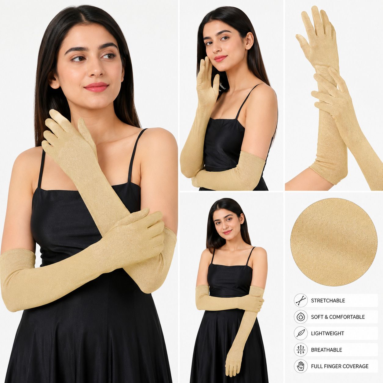 Unisex Cotton Sunlight UV and Dust Protection Full Hand Summer Arm Sleeves R19 Driving Gloves-image-12