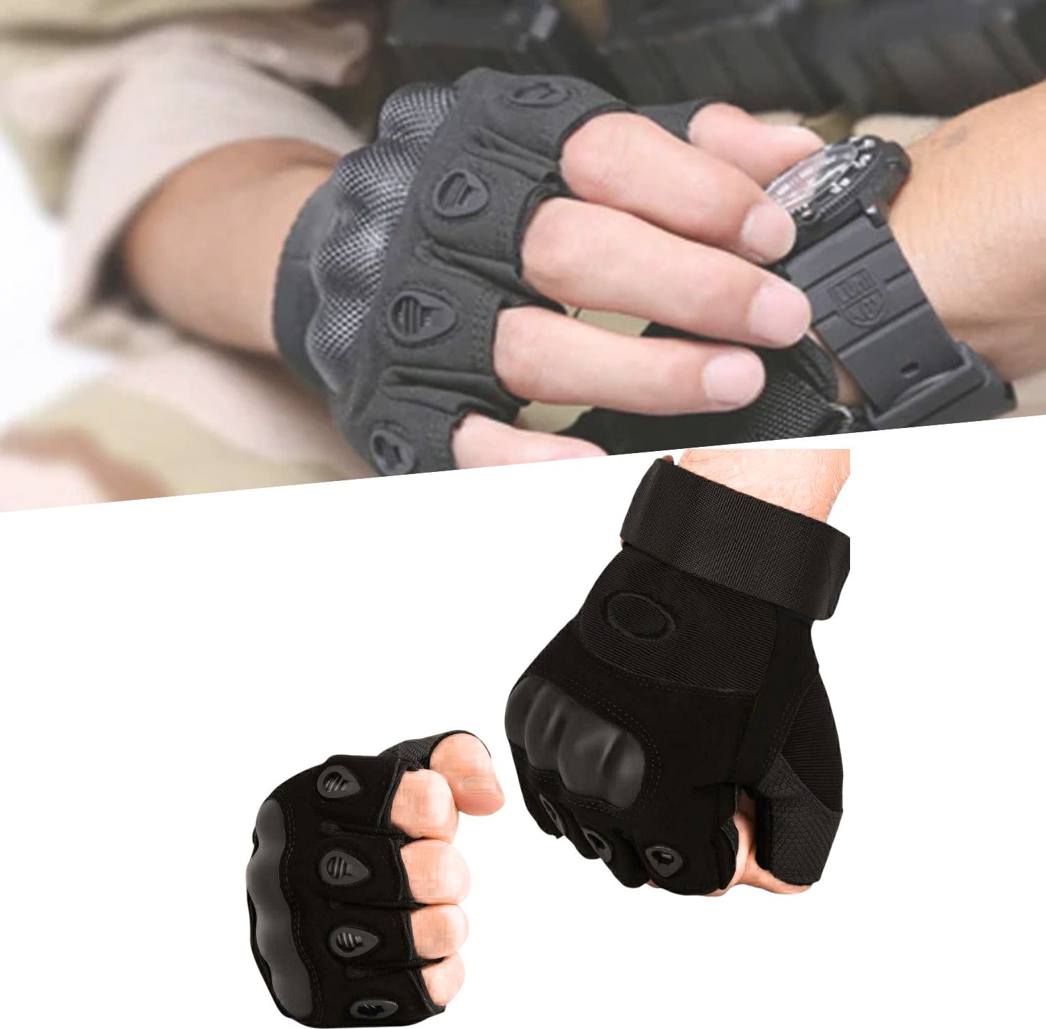 taveesa Tactical Half Finger Gloves for Sports Half for Bike Riding Gloves Running Gloves-picture-0