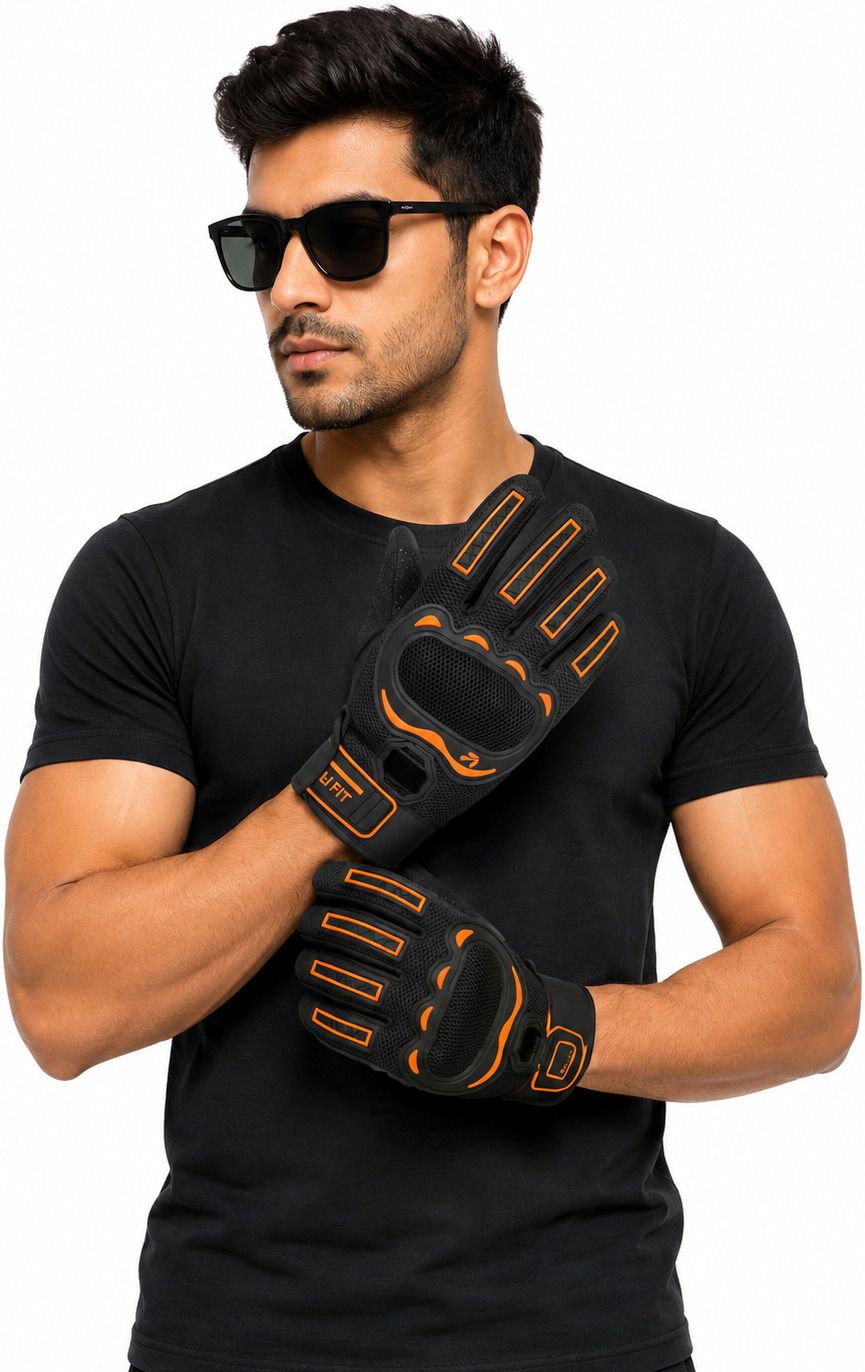 gymwar Riding Gloves with Hard Knuckle Protection for Bike Riding Touchscreen Riding Gloves-picture-2