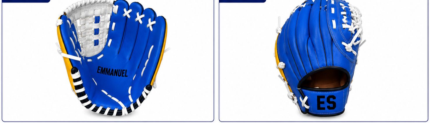 FAST PITCH LEATHER GLOVES BLUE AND YELLOW Baseball Gloves-image-24