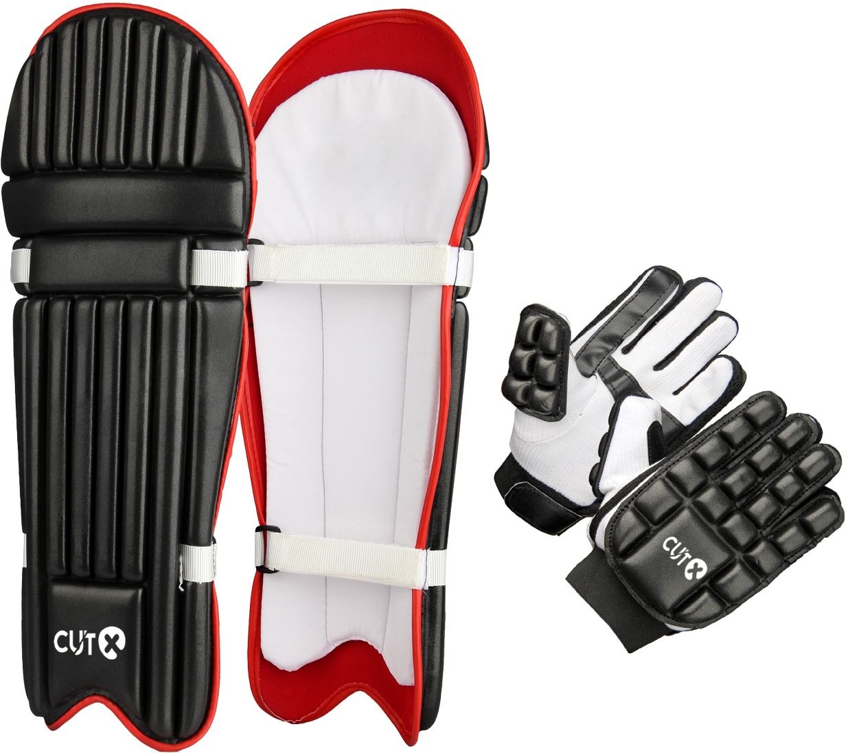 Combo Molded Batting Pad with Gloves, Black, Medium Size, for 10 to 12 Yrs, R/H Batting Gloves-image-19