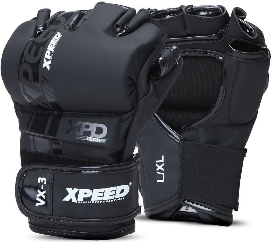 Striking MMA Gloves | Matt PU Grappling Glove Cut Finger for Martail Arts Martial Art Gloves-image-35