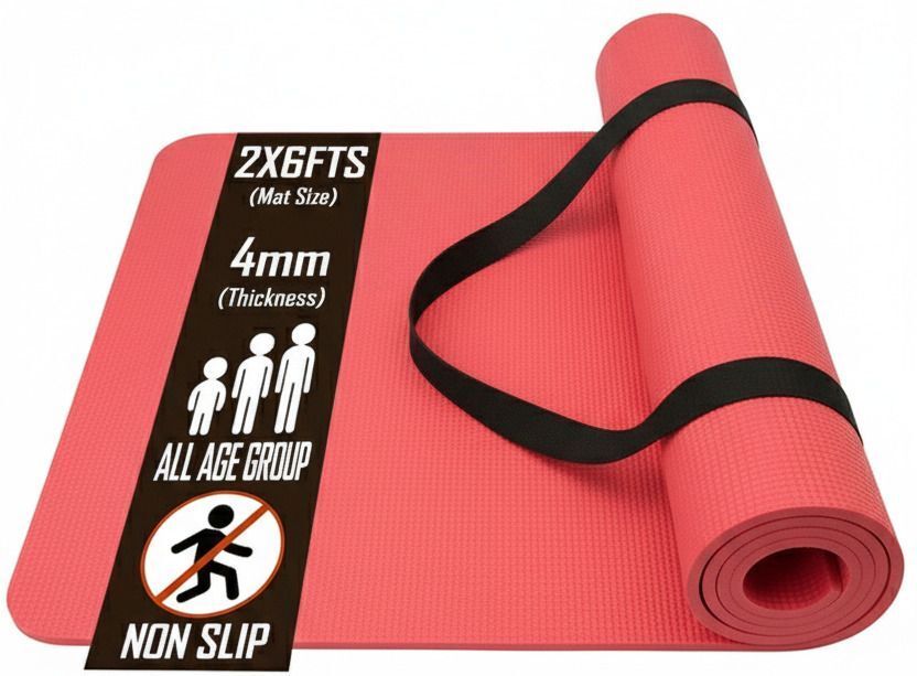 REDDISH PINK PREMIUM YogaMat 6x2-4mm_QTY -1 Multicolor 4 mm Yoga Mat-image-5