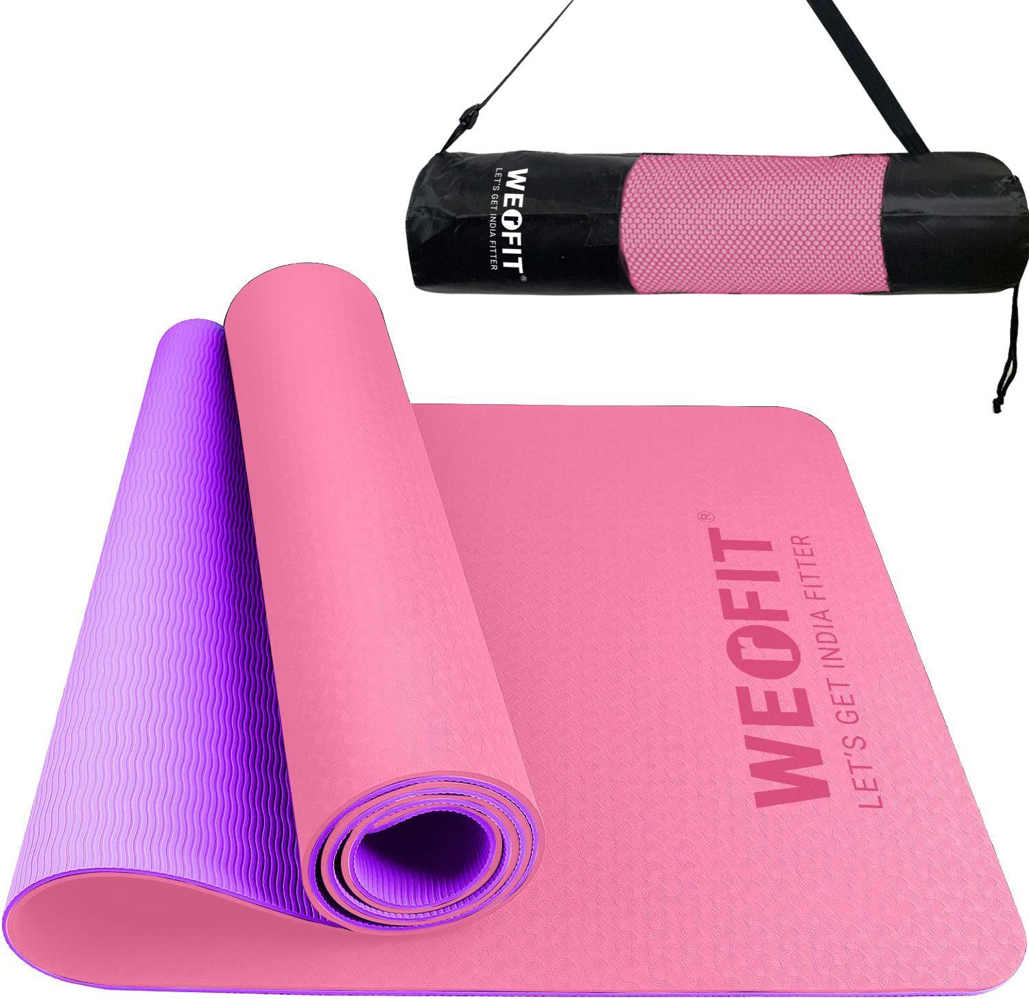 TPE Yoga & Exercise Mat for Home Gym Workout with Carry Bag for Men & Women Pink, Purple 10 mm Yoga Mat-image-26