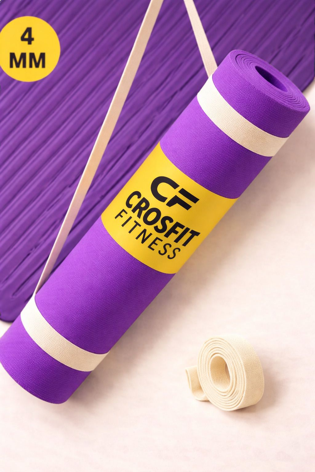 4-5 mm yoga mat with carry strap for women & men Purple 4 mm Yoga Mat-image-41