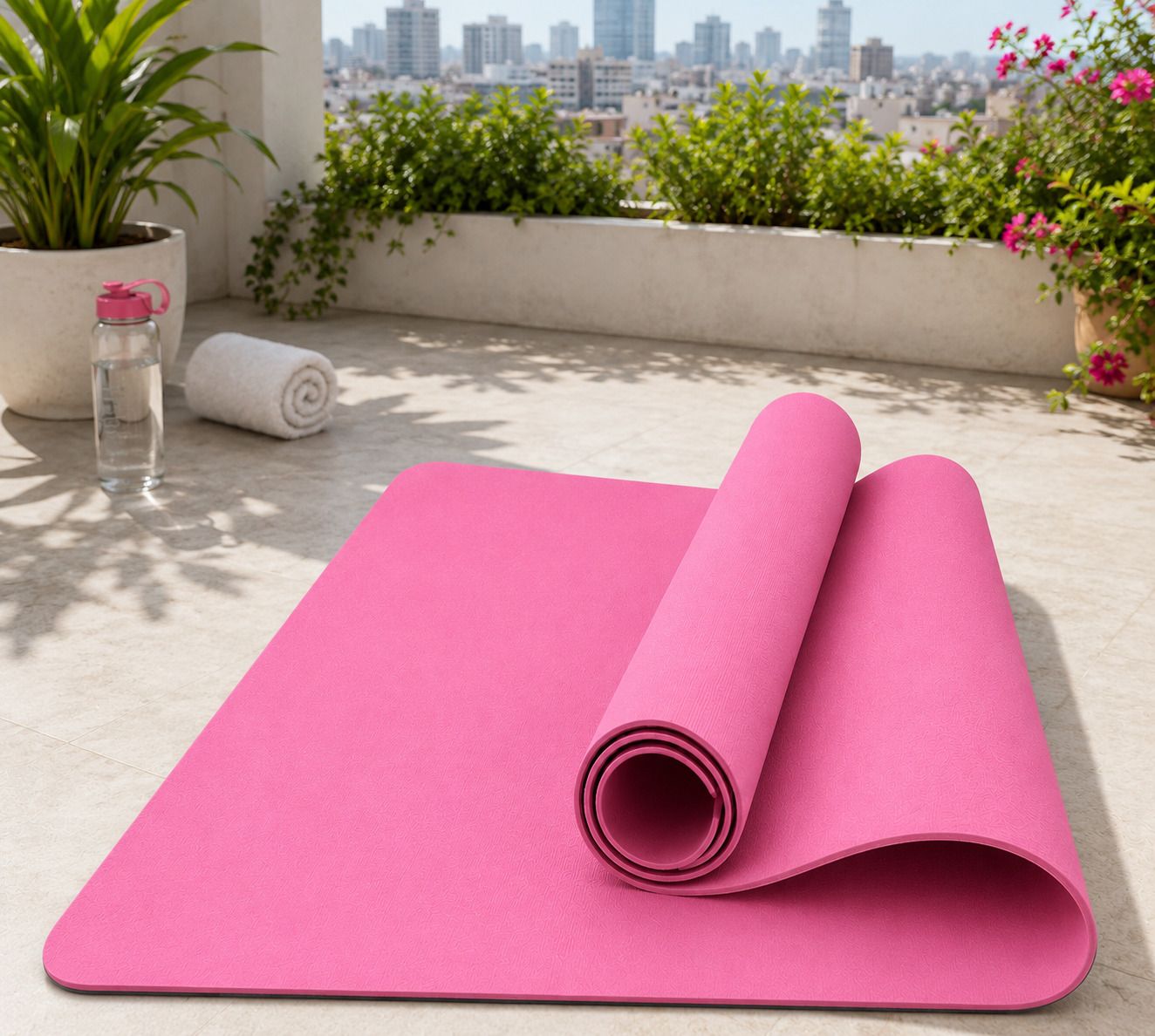 PREMIUM QUALITY TPE MAT ANTI SLIP Pink 6 mm Yoga Mat-image-40