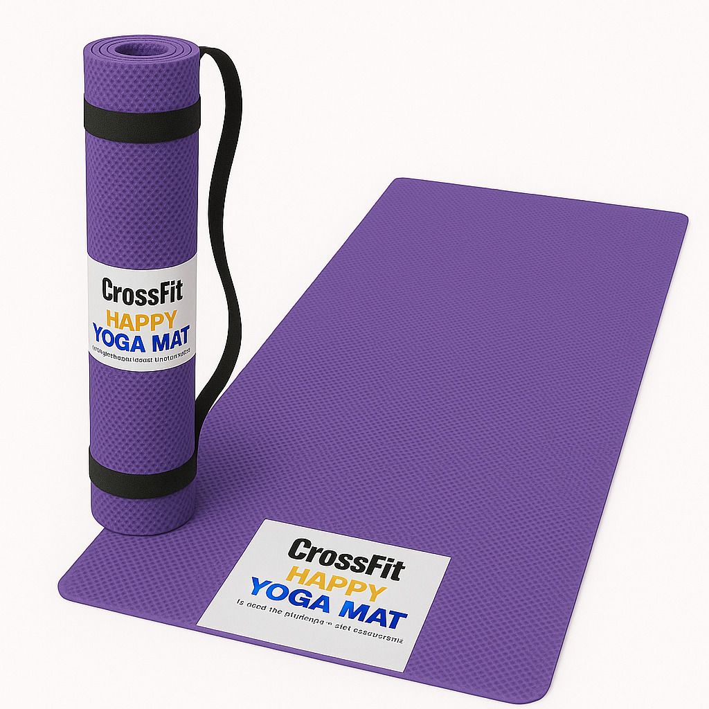 4-5 mm Purple yoga mat with carry strap Purple 4-5 mm Yoga Mat