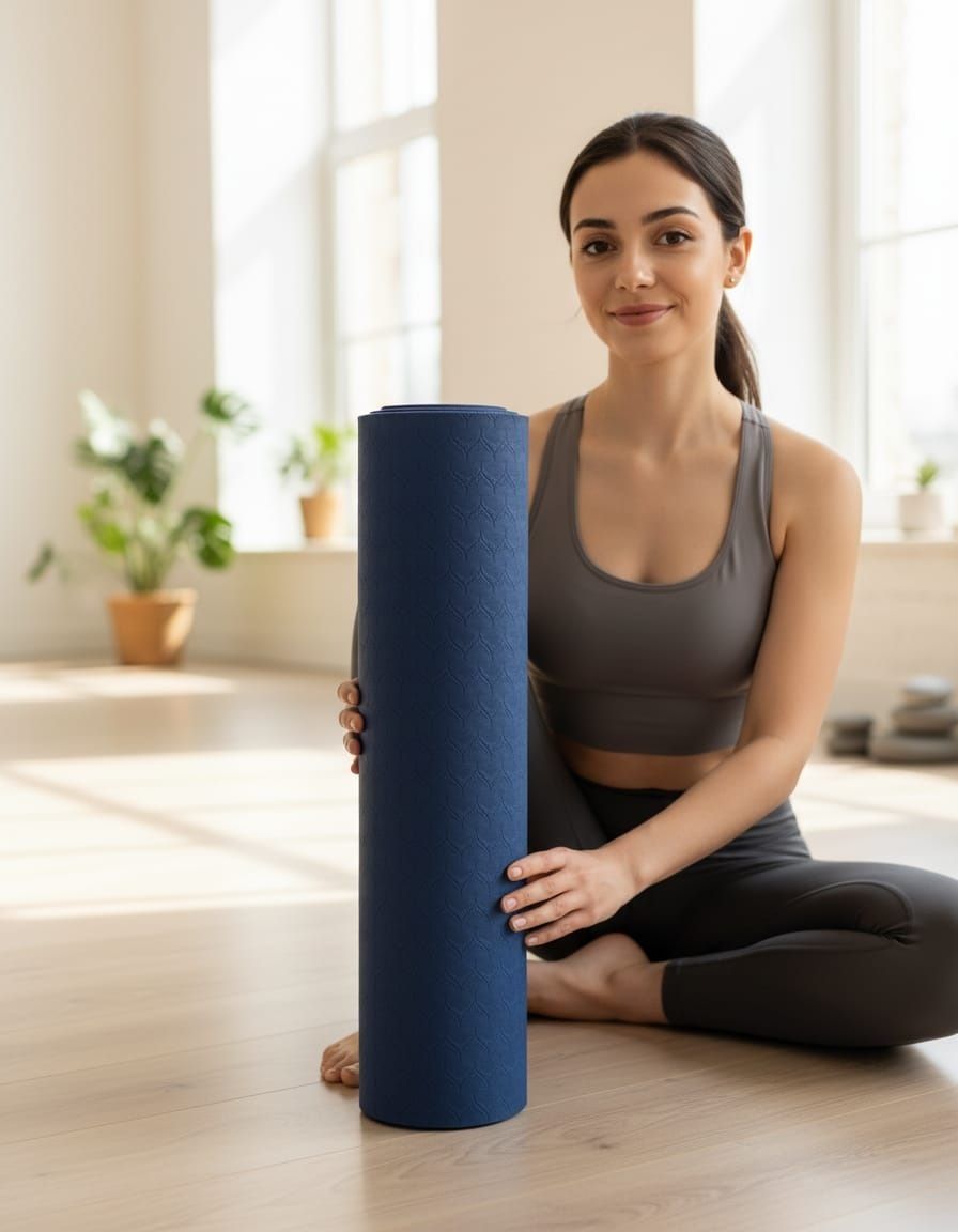 kp enterprises Eco-Friendly 6mm TPE Yoga Mat with Anti-Slip Surface for Fitness Blue 6 mm Yoga Mat-picture-8