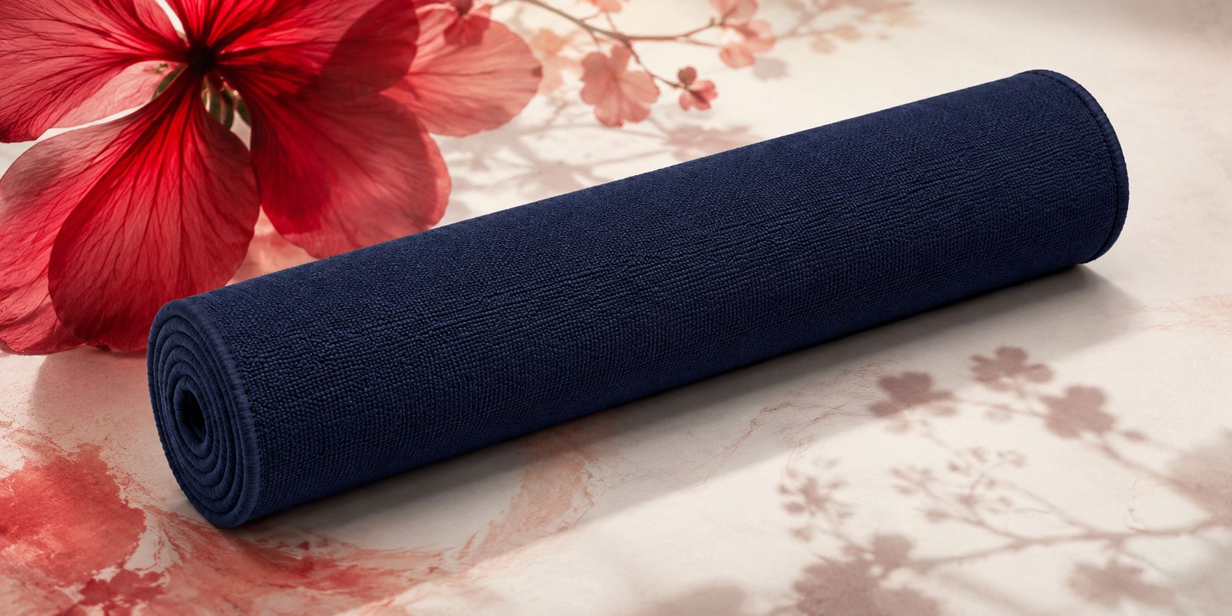 Premium Cotton Handloom Yoga Mat 67 x 24 Inch Anti Slip Foldable Navy Blue 7 mm Yoga Mat-image-47
