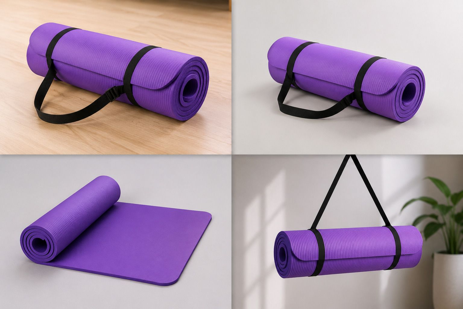 "versatile 4mm eco-friendly yoga mat purple" purple 4 mm yoga mat
