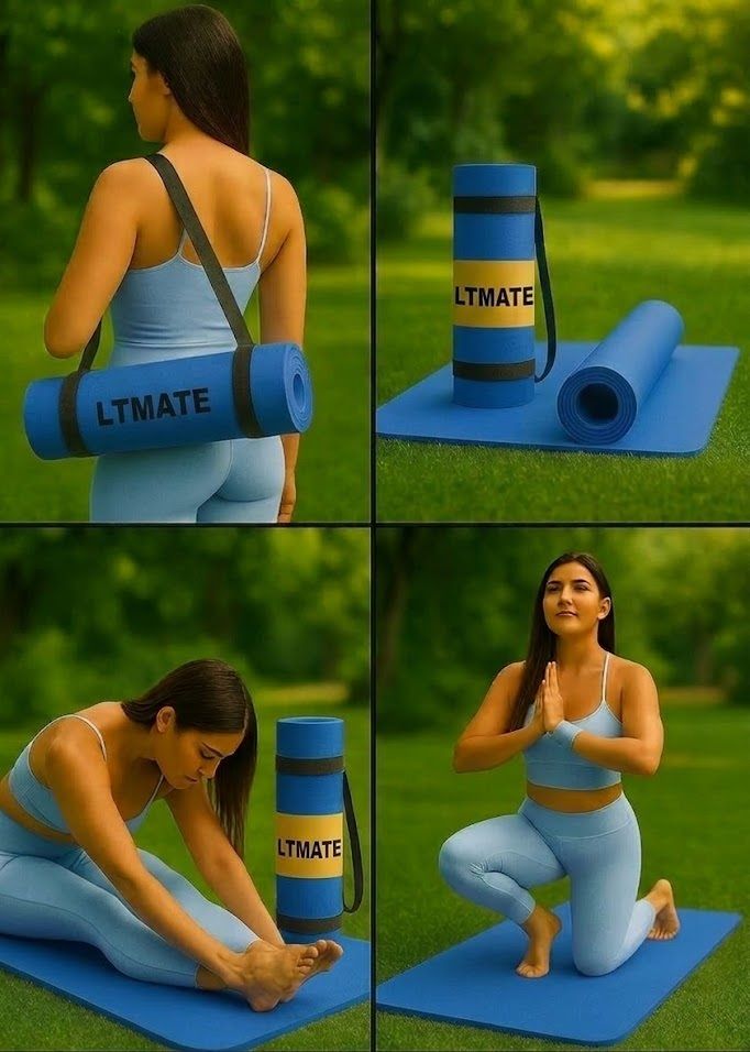 4mm Yoga Mat for Women, Gym Exercise Mat Blue yoga mat Blue 4 mm Yoga Mat-image-15