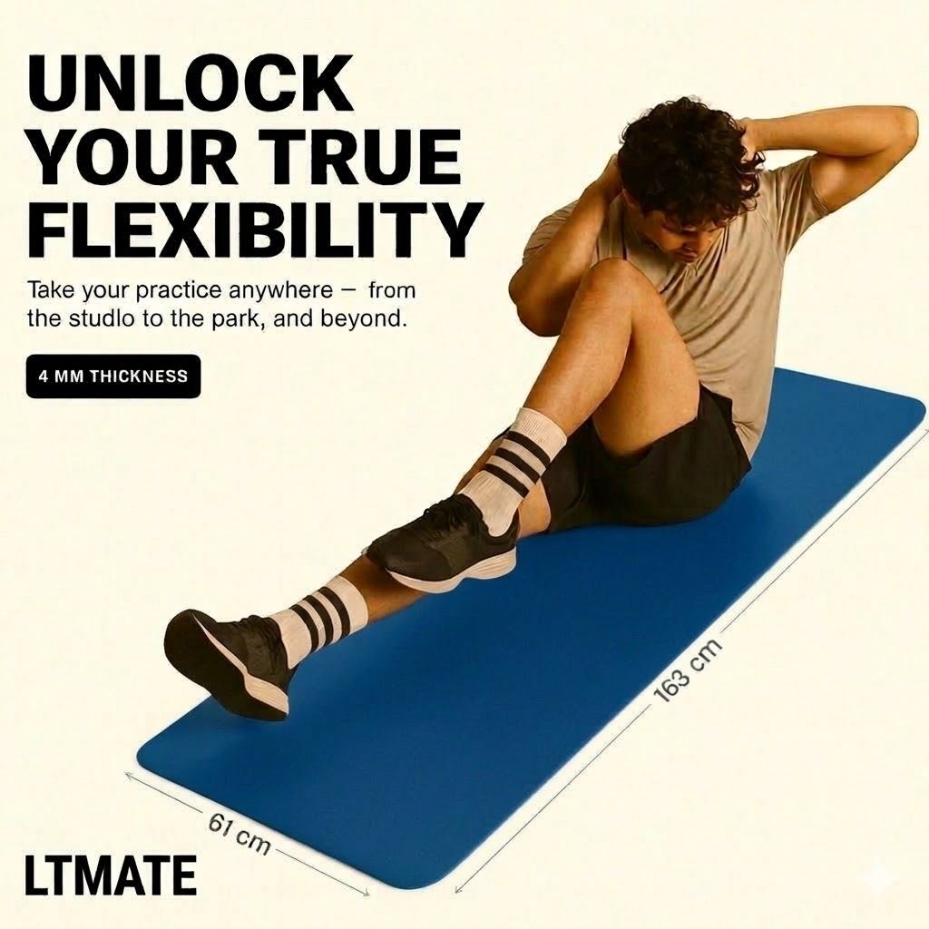 4Mm Yoga Mat for Women, workout Gym Exercise 4mm Mat Blue Qty 1pcs Blue 4 mm Yoga Mat-image-16